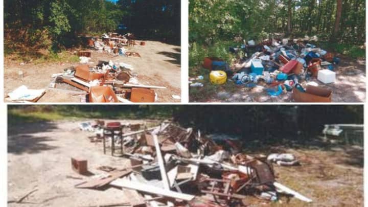 Authorities said a suspect illegally dumped large amounts of household trash in the Pine Barrens on Long Island.