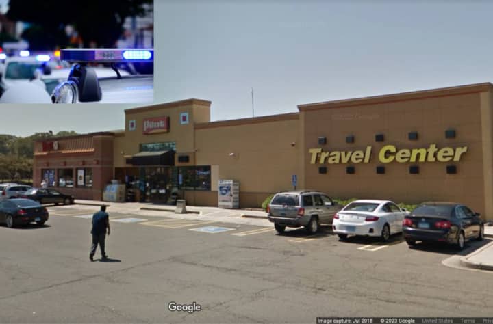 The suspect was arrested at the Pilot Travel Center in Milford.