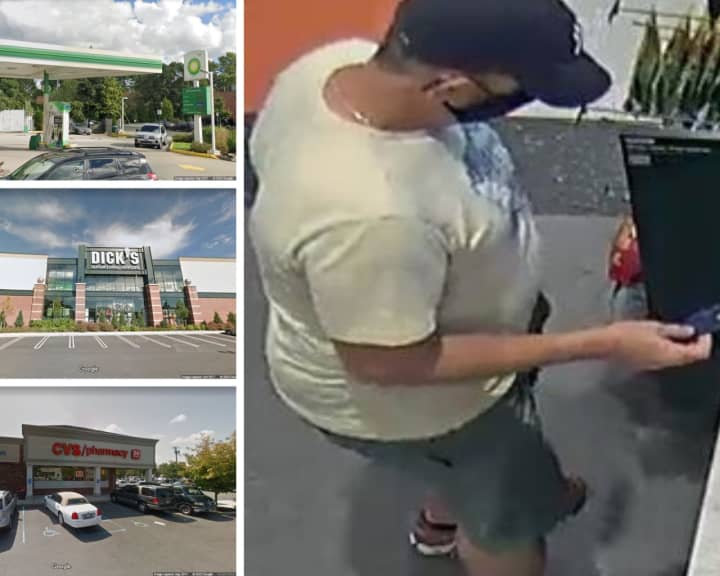 The man is accused of using a stolen credit card at a CVS, BP Gas Station, and Dick&#x27;s Sporting Goods on Long Island.