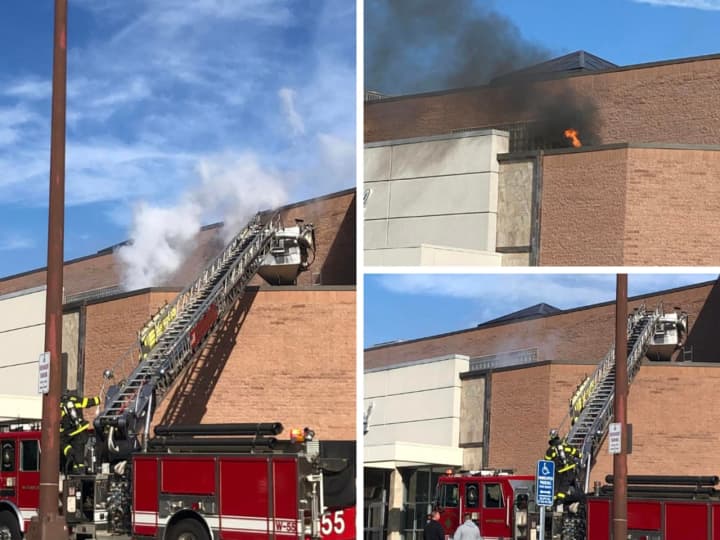 Firefighters fight a blaze at the Crystal Mall in Waterford.