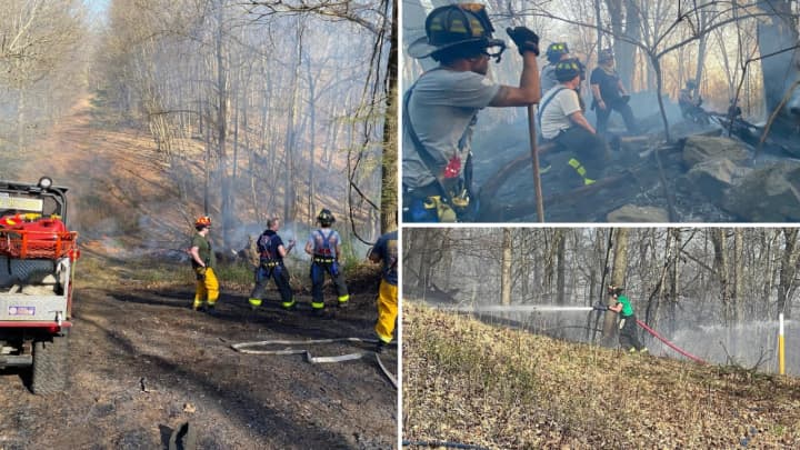 A brush fire erupted off Washington Street in Montrose on Thursday, April 13.