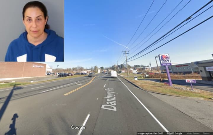 New Milford resident Maria-Angela Bosch is charged with fatally hitting a man with her car on Route 7 in New Milford while he was crossing from Taco Bell to Stop &amp; Shop, police said.
