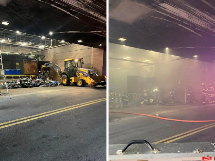 A trash compactor at SUNY Purchase College went up in flames.
