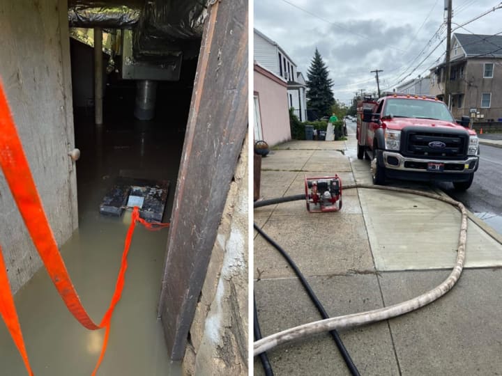 Several fire departments, including from Croton-on-Hudson, helped pump flooded basements in Mamaroneck after a storm on Friday, Sept. 29.