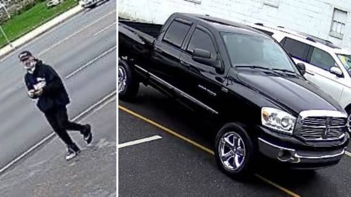 Authorities asked the public for help locating a man who is wanted for stealing a pickup truck that was parked outside of a car wash in Huntington Station.