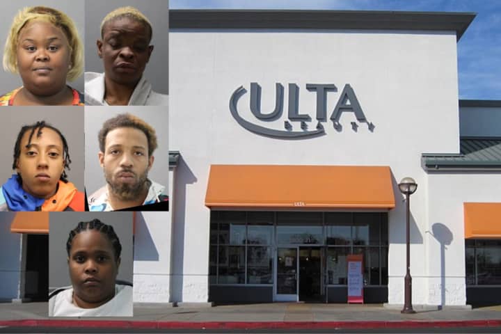 From left to right: Asia Leaphart, Naikeya Terry, Tyjanea Weaver, Devonte Jennings, and Shamiqwa Dixon. All five pleaded guilty to larceny charges stemming from thefts at Ulta Beauty stores in Suffolk County.
