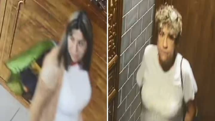 Authorities are searching for two women who are wanted for stealing credit cards from a customer at a Long Island restaurant and making thousands of dollars worth of purchases.