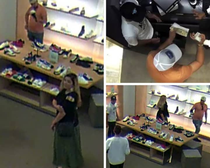 Police are searching for three people who are accused of stealing thousands of dollars from a Long Island store.