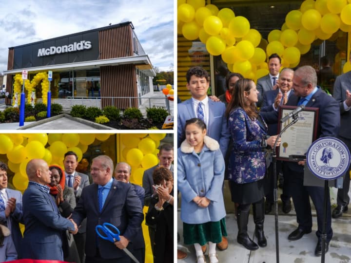 Yonkers Mayor Mike Spano celebrates the reopening of the McDonald&#x27;s at 1200 Nepperhan Ave. with a ribbon-cutting ceremony.