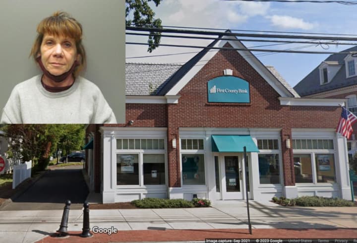 New York City resident Donna Hurley is charged with depositing a stolen check into a fraudulent account at the First County Bank in Darien.