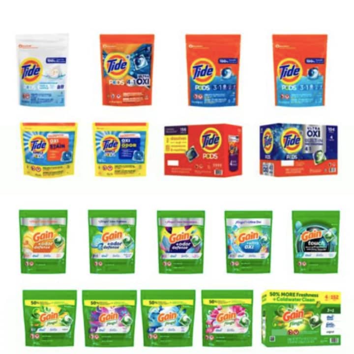 A look at the recalled Tide and Gain products.