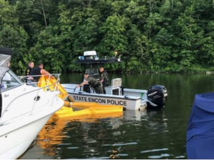 Crews respond to a diesel spill in Catskill Creek Monday, June 20.