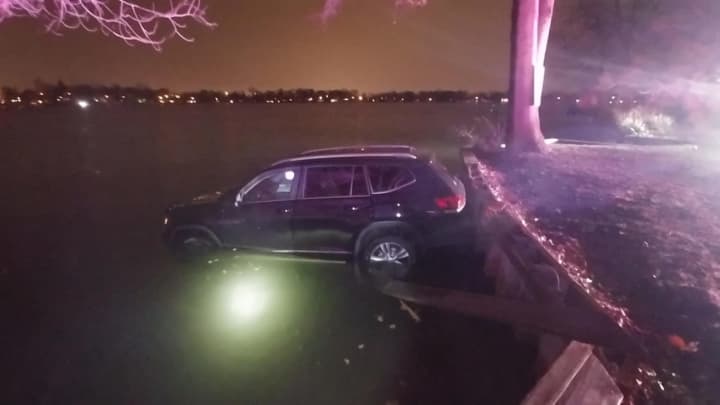 A woman was ticketed for careless driving after her SUV carrying two juveniles plunged into a Parsippany lake, authorities said.