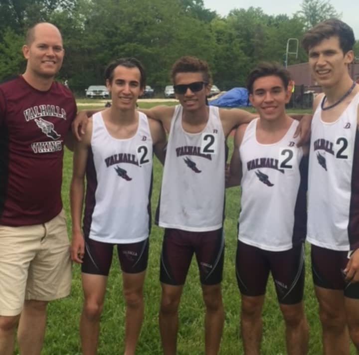 Valhalla High School boys track team of Thomas Avolio, JaeQuan Bedore, Miguel Arias and Kaio DaSilva broke race records at the May 20-21 Westchester County Championships at Mount Vernon High School.