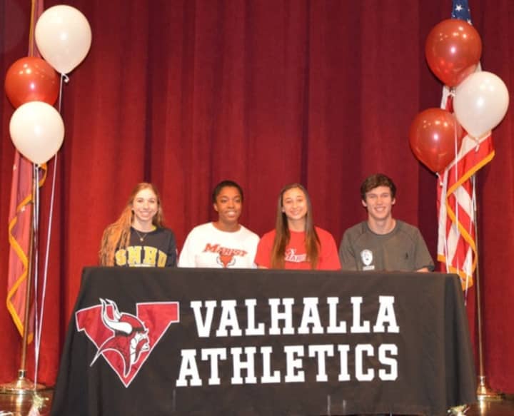 This was the first year that Valhalla High School had four seniors sign letters of intent. Last year, only one student was awarded a scholarship.