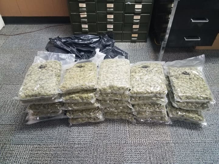 More than 25 pounds of marijuana was seized by New York State Police.