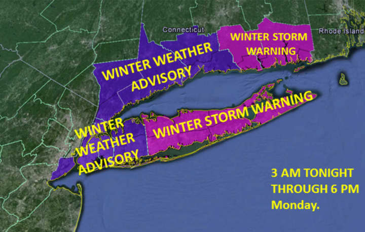 A look at winter weather advisories and warnings in effect Monday.