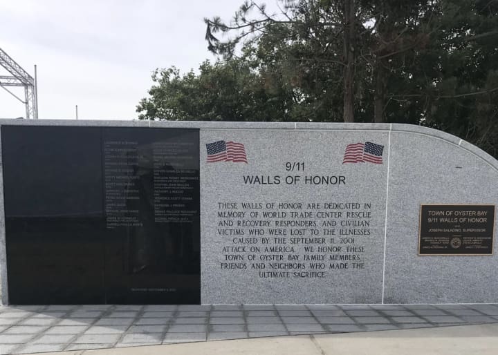 The 9/11 Walls of Honor remembering the victims of 9/11-related illness is open at a popular beach on Long Island.