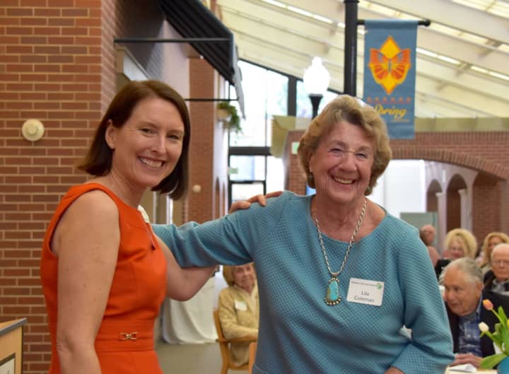 Stella Clarke, Waveny’s Director of Volunteers with long-time volunteer, Lila Coleman, who was recently honored for 35 years of service to Waveny.