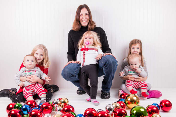 Blauvelt mom Maureen LaPenta and her five children pose for a holiday photo that will be sent to her soldier husband, Joe, who is stationed overseas in Kuwait.