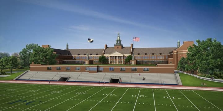An artist&#x27;s rendition of the proposed turf field at Port Chester High School.