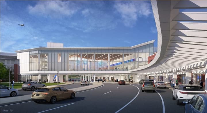 Artist rendering of the future entrance at Albany International Airport.