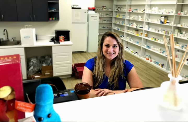 Pharmacy manager Rachel Babineau at Shoreline Integrative Pharmacy which opened three weeks ago in Westport.