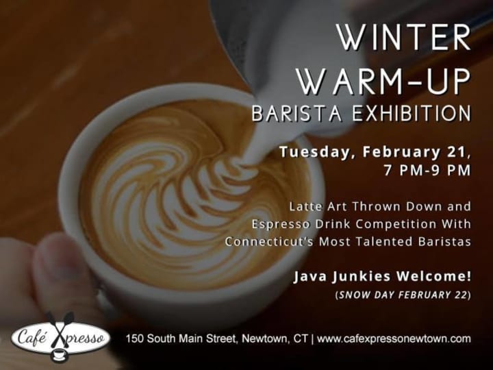 Barista will showcase their designs at Cafe Xpresso in Newtown on Tuesday, Feb. 21.