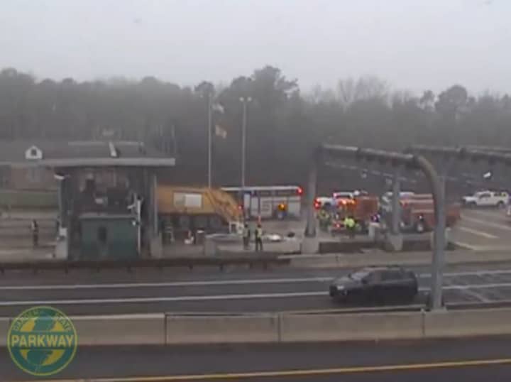 A crash at the Garden State Parkway South tollbooth in Barnegat, NJ.