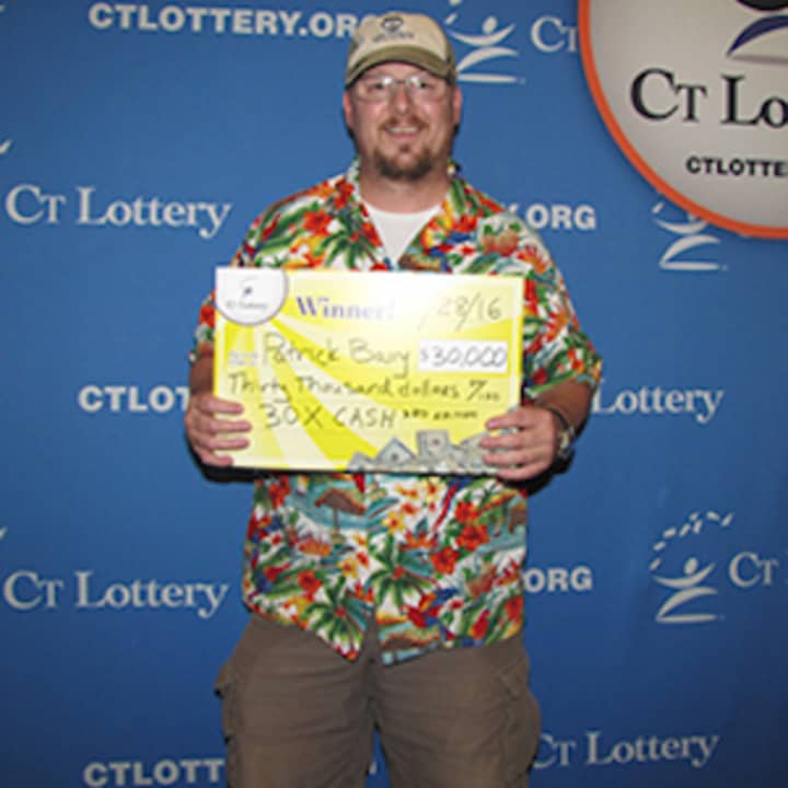 Patrick Barry of Danbury bought his $30,000 lottery scratch-off winner in Bethel.