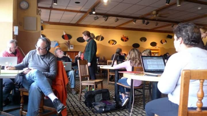 There are plenty of spots to park your laptop as you enjoy a cup of joe or a pastry at The Black Cow in Croton-on-Hudson.