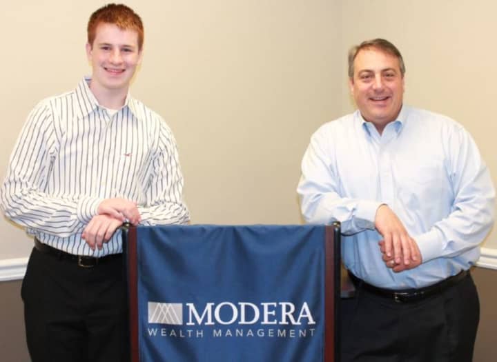 Brian Sumereau of Pascack Valley High School, left, and Tom Orecchio of Modera Wealth Management.
