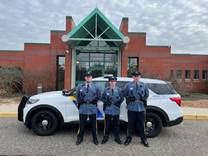 From left to right are Trooper Vincent Caporrino, Trooper Nicholas Pellegrino and Trooper Christopher Scarlett.
