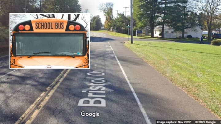 198 Bristol Oxford Valley Road, where a Pennsbury schools bus was involved in a crash Wednesday afternoon.