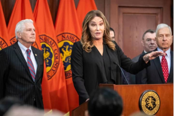 Caitlyn Jenner appeared alongside Nassau County Executive Bruce Blakeman in support of his order banning transgender women from competing in women's sports.&nbsp;