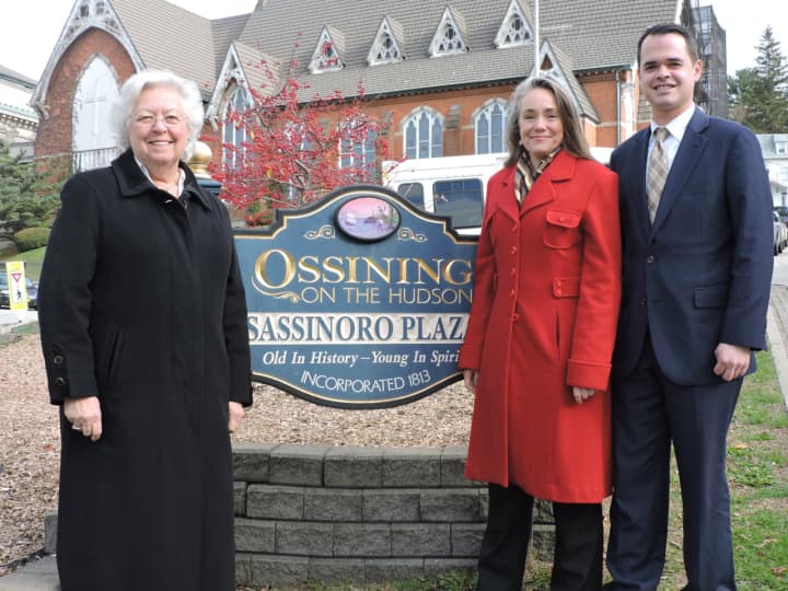 From left, state Assemblywoman Sandy Galef, D-Ossining; Ossining Mayor Victoria Gearity; and state Sen. David Carlucci announced the official dissolution of the village&#x27;s Urban Renewal Agency.