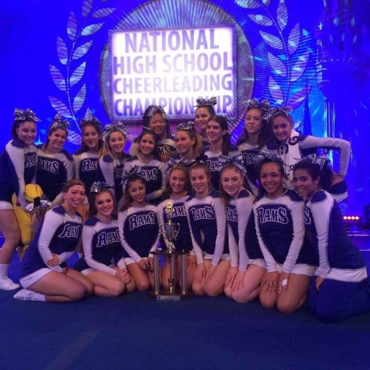 The Port Chester High School Cheerleaders are fourth place champions.