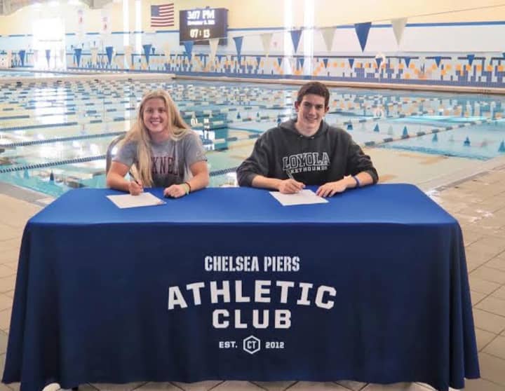 Kelly Cattano from Darien and Patrick Clisham from Greenwich, who swim at Chelsea Piers Connecticut in Stamford, will swim in college at Bucknell and Loyola, respectively.