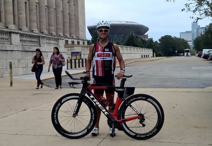 Chris Thomas of Easton finished third Sunday in his age group at the ITU World Championships in Chicago. 