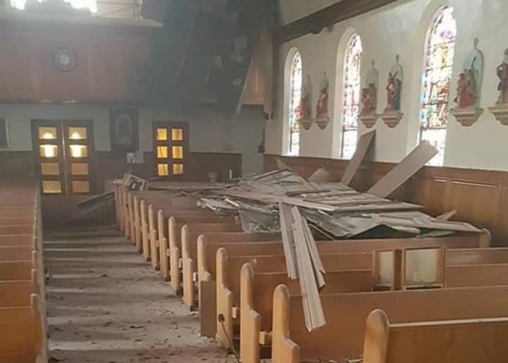 The ceiling collapsed at at St. Anthony of Padua Church in Passaic.