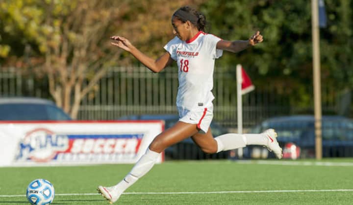 Fairfield University&#x27;s Karolyn Collins, a senior from Norwalk, scored two goals Sunday for the Stags in a win over Wagner.