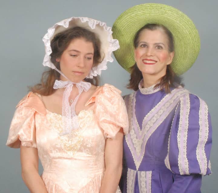Deborah Connelly of Norwalk (right) plays the zany Mrs. Partlett, together with the demure Constance (Brett Kroeger of Riverside), in the Troupers Light Opera production of Gilbert and Sullivan’s &quot;The Sorcerer&quot; at Norwalk Concert Hall.