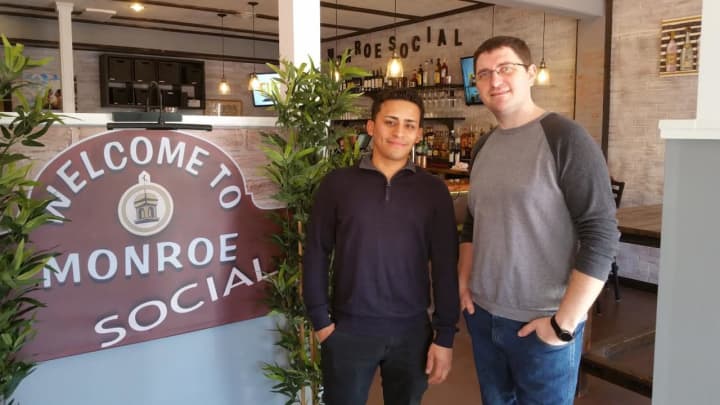 Constantin Crama, right, and Douglas Barrientos are the owners of Monroe Social, which opened in February.