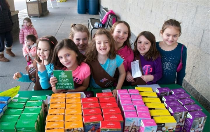 Brownies sold Girl Scout cookies to Hopewell Junction shoppers on March 11.