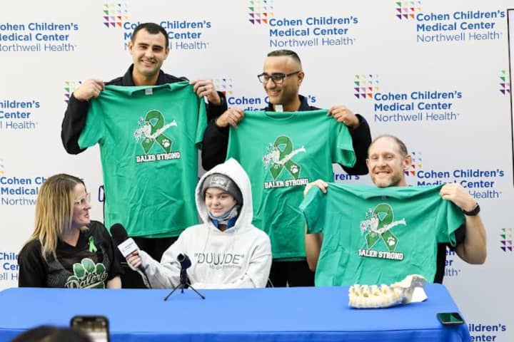 Farmingdale High School junior Audrina Crocitto, age 15, reunited with surgeons and medics at Cohen Children’s Medical Center in New Hyde Park on Wednesday, Oct. 25.&nbsp;
  
