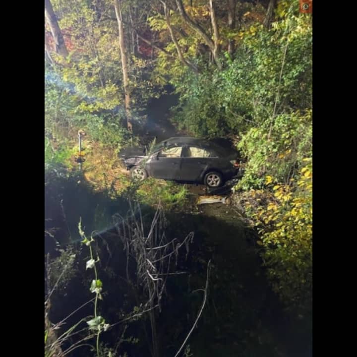 The car in the creek.