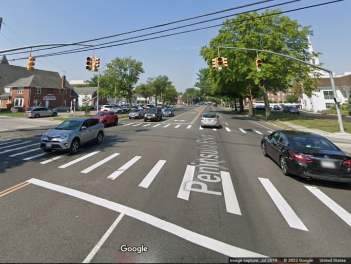 The intersection of Peninsula Boulevard and Earle Avenue in Lynbrook.