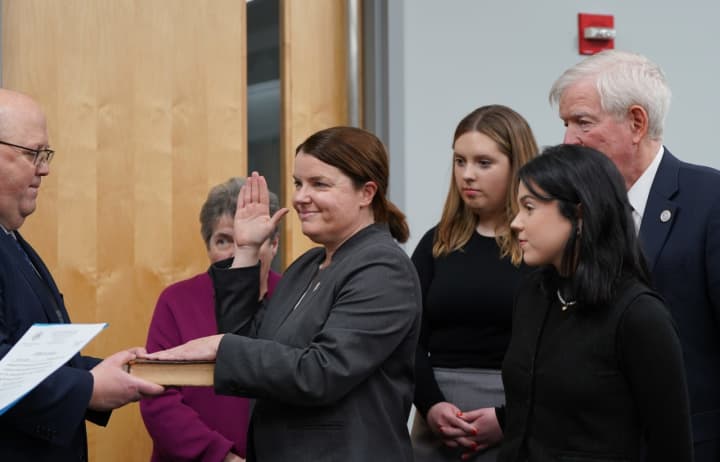 Deirdre Smith is sworn in as the first woman to serve as the Chief of Detectives with the Rockland County DA's Office.&nbsp;