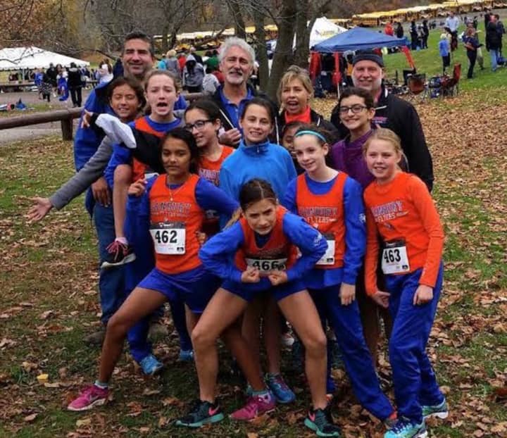 Members of the Danbury Flyers take a team photo at the race. 