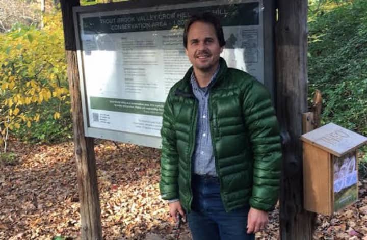 David Brant of Fairfield is the Executive Director of the Aspetuck Land Trust, which preserves more than 1,700 acres of open space in Fairfield County. He is pictured at Trout Brook Valley Preserve in Weston, which has 703 acres of open space.
